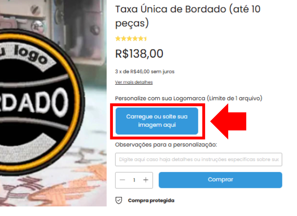 CARREGAR IMAGEM TAXA DE BORDADO